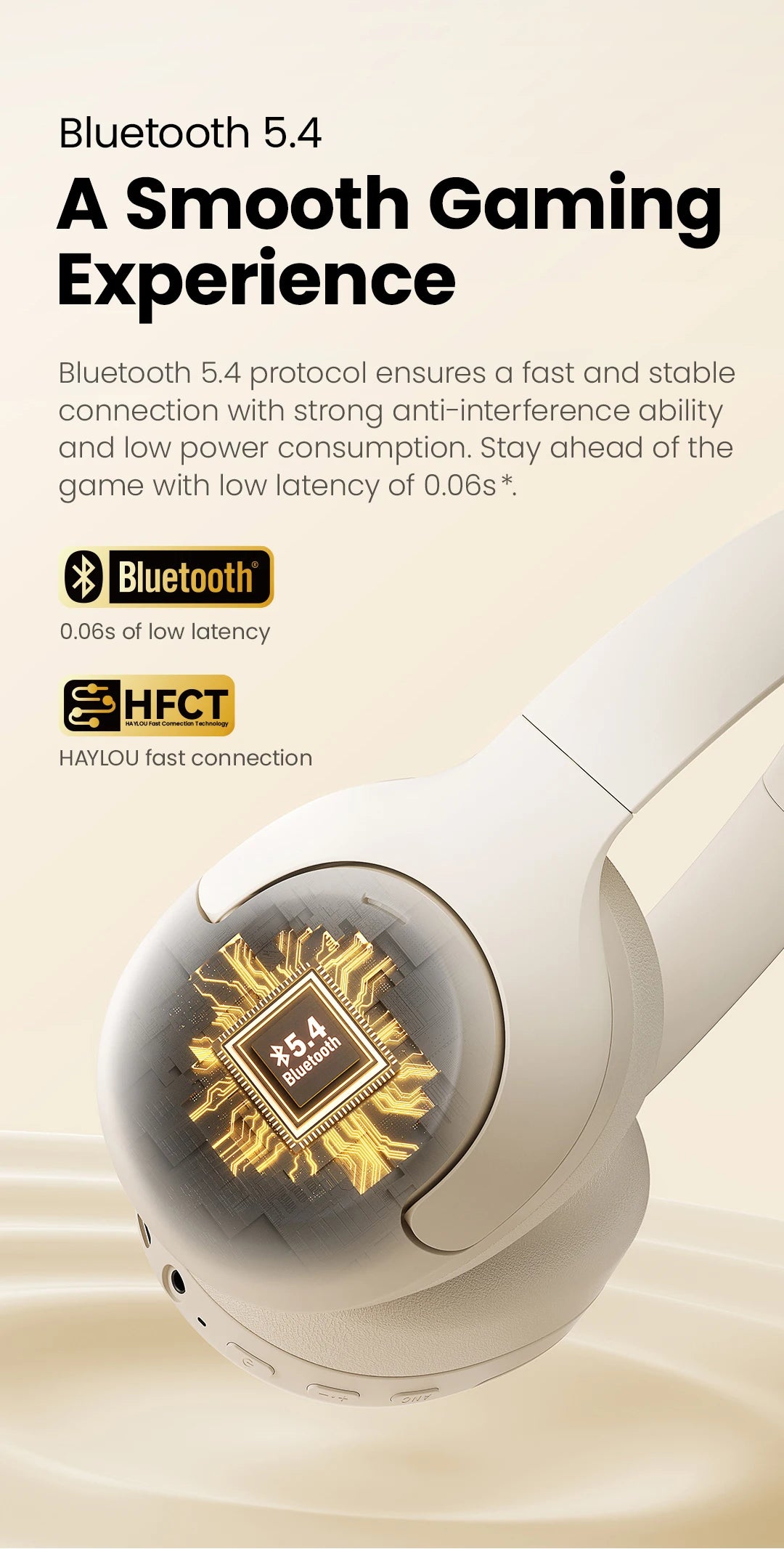 HAYLOU S30 Wireless Bluetooth 5.4 ANC Headphones 43dB Noise Cancelling Headsets with 40mm Driver, 80H Playtime Hi-Res Audio Earphones