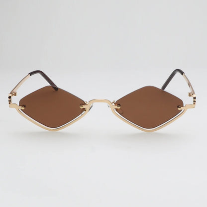 Fashion Small Polygonal Sunglasses Women Luxury Brand Metal Half Frame Sun Glasses Ladies Hipster sexy Cat Eye Shades Vintage