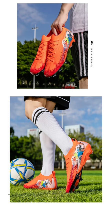 New Men Football Boots Cleats Training Shoes Soccer Shoes Non-Slip Match Ultralight Soccer FG Long Spikes Outdoor Drop Shipping