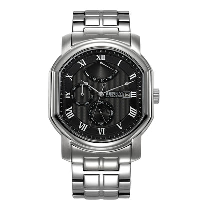 BERNY Men Mechanical Watch Top Accuracy Move Automatic Wristwatch Luxury Male Clock Sapphire Self-Winding Men's Watch Waterproof
