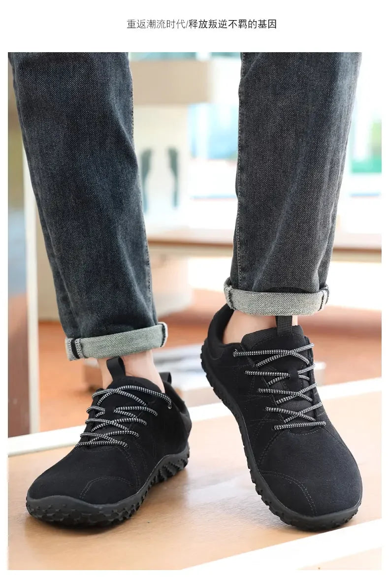 Suede Leather Shoes PU Fabric Wide Toe Shoe Anti Slip Hiking Shoe Workwear Men's Sports Shoes Women's Outdoor Walking Shoes