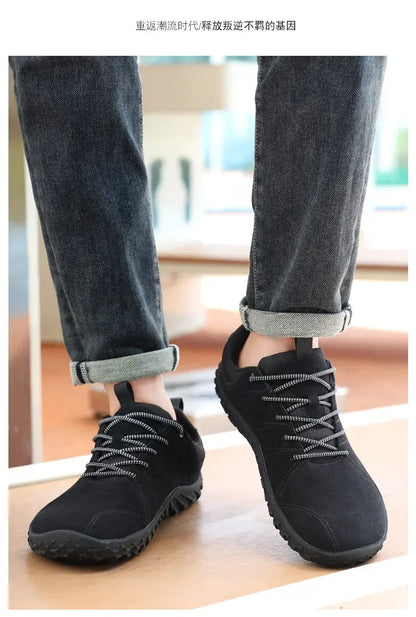 Suede Leather Shoes PU Fabric Wide Toe Shoe Anti Slip Hiking Shoe Workwear Men's Sports Shoes Women's Outdoor Walking Shoes