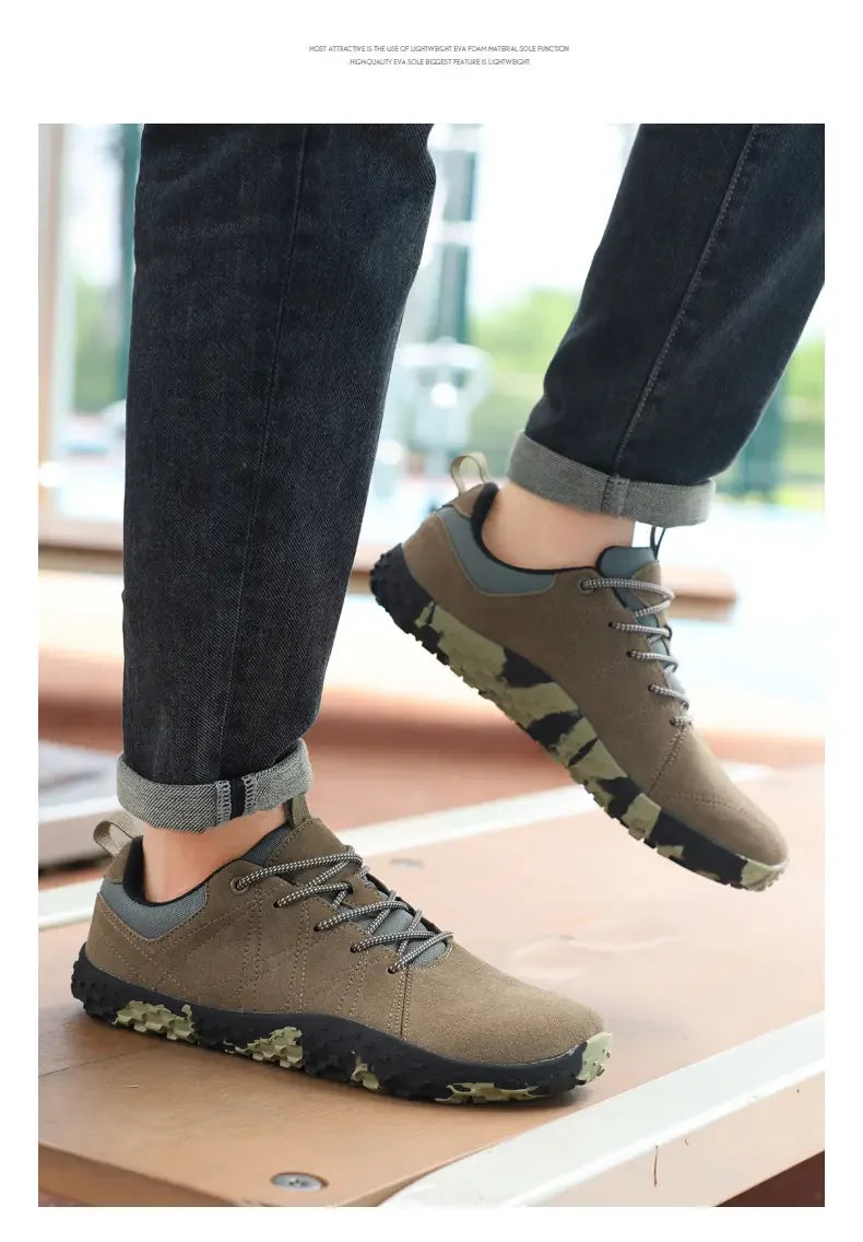 Suede Leather Shoes PU Fabric Wide Toe Shoe Anti Slip Hiking Shoe Workwear Men's Sports Shoes Women's Outdoor Walking Shoes
