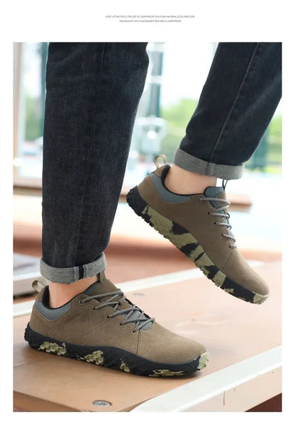Suede Leather Shoes PU Fabric Wide Toe Shoe Anti Slip Hiking Shoe Workwear Men's Sports Shoes Women's Outdoor Walking Shoes