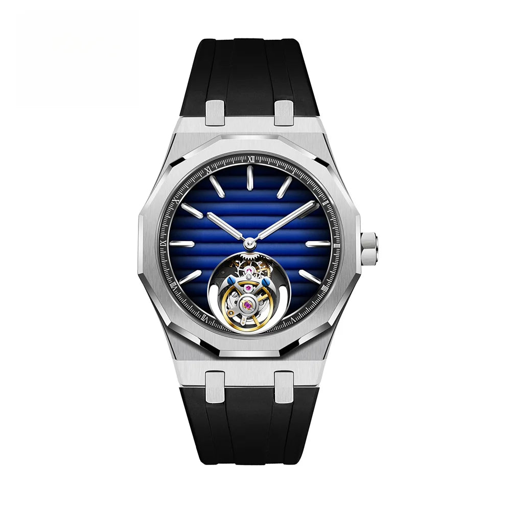 Raymondoya Men Flying Tourbillon Movement Mechanical Automatic Luxury Watches Wristwatches Skeleton Watch Brand For Man Sapphire