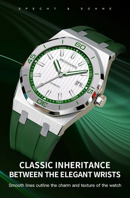 Specht & Sohne New 40mm Men Automatic Mechanical Watches Men Luxury Stainless Steel Watch Rubber Relogio Masculino Waterproof