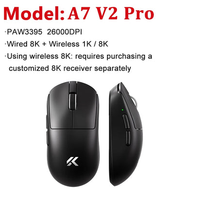 Ratón gaming inalámbrico ultraligero MCHOSE A7 V2 Ultra / Pro Dual 8000Hz PAW3950 TI 42000DPI para PC y gamers de e-sports