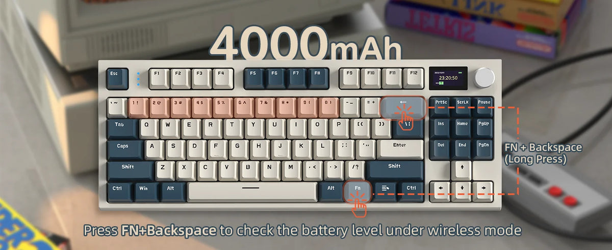 RK86 Wireless Mechanical Keyboard 75% TKL Tri-Mode Gaming Keyboard, Hot Swappable RGB Mechanical Keyboard with Gasket Mount, TFT Smart Display