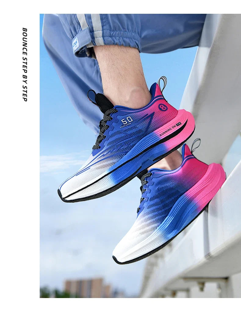 Men Sport Shoes Professional Cushioned Carbon Plate Running Shoes Breathable Lace-up Casual Sneakers Marathon Athletic Footwear