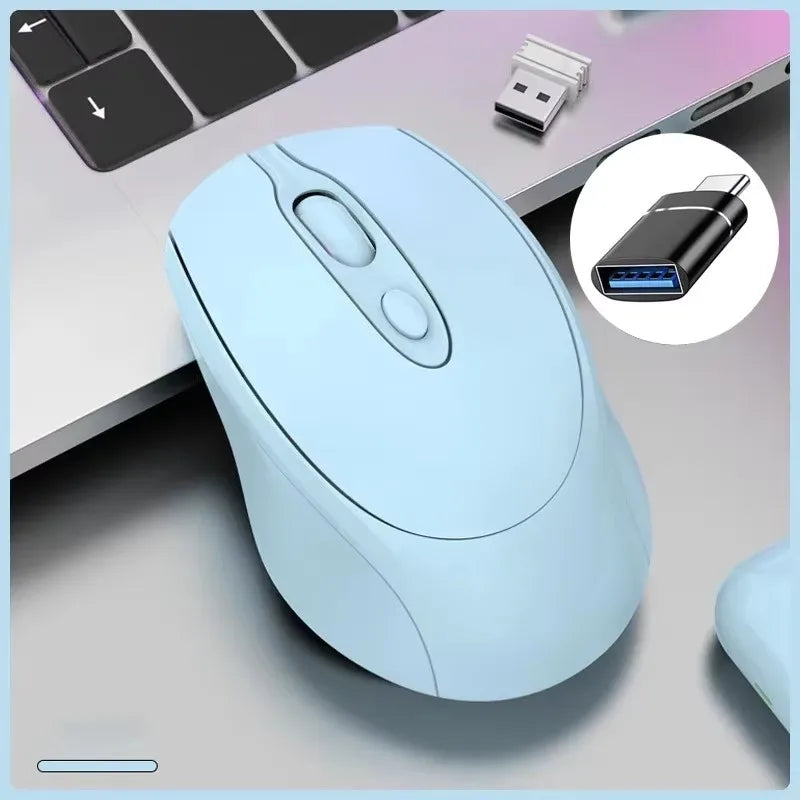 Mouse wireless compatibile Bluetooth 2.4G ricaricabile, mouse wireless per computer USB silenzioso da gaming per PC, laptop, Macbook e tablet
