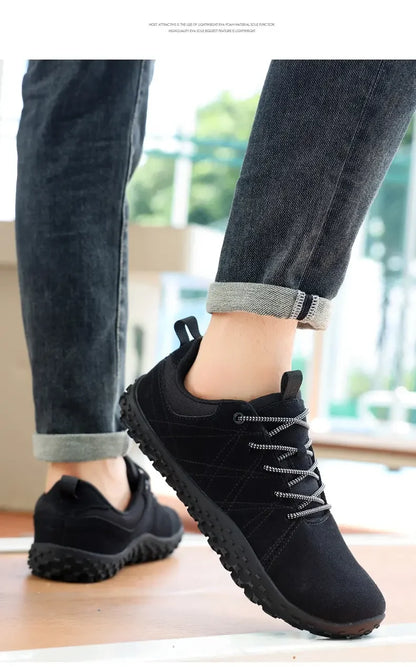 Suede Leather Shoes PU Fabric Wide Toe Shoe Anti Slip Hiking Shoe Workwear Men's Sports Shoes Women's Outdoor Walking Shoes