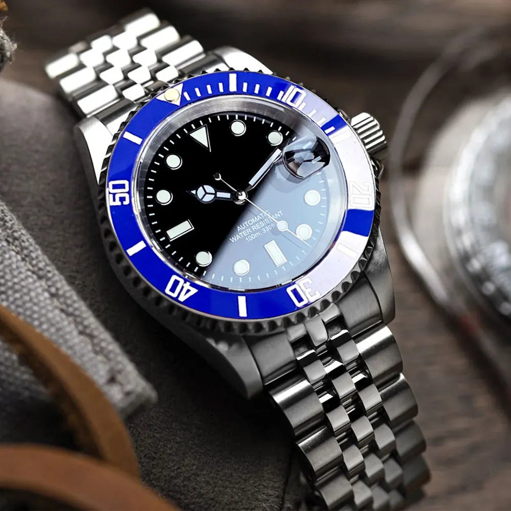 Miyota 8215 PT5000 Stainless Steel 40mm Dive Automatic Men Watch Sapphire Crystal Rotating Bezel Luminous Mechanical Wristwatch