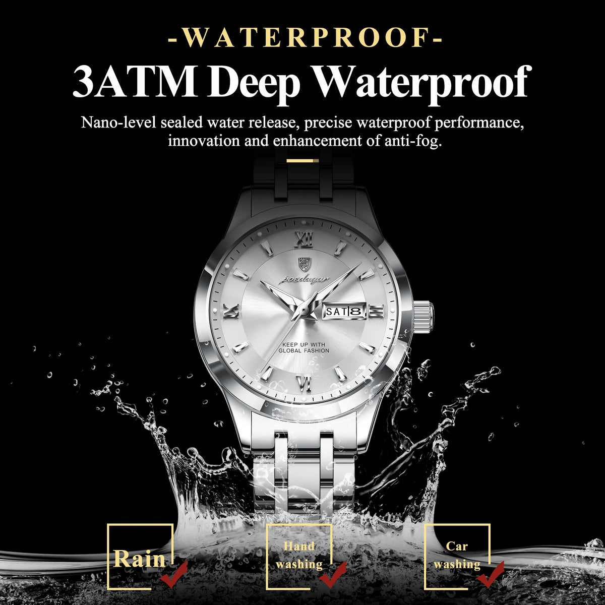 POEDAGAR Luxury Elegant Woman's Watches Luminous Waterproof Stainless Steel Ladies Wristwatch Quartz Week Date Women Watch Reloj