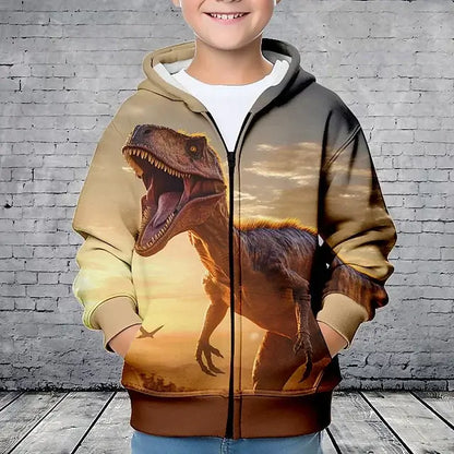 Hoodies Animal Dinosaurs 3D Printed Zipper Sweatshirts Boys Girls Sweatshirts Children Fashion Long Sleeve Oversized Hoodie Coat, Produit gaming premium Fraquane