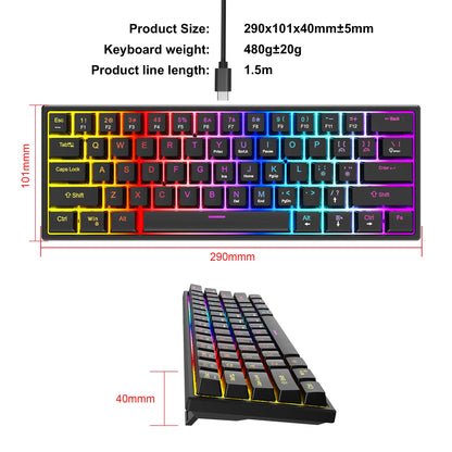 104 Keys Mechanical Feel Keyboard Wired Gaming Keyboard for Laptop PC Ergonomics RGB Backlit 61Key Cyan Axis Keycaps Keyboard