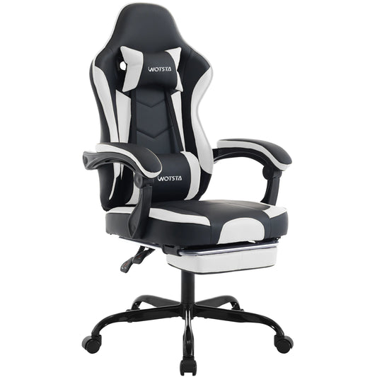 WOTSTA Gaming Chair Ergonomic Gamer Chair with Footrest, Adjustable Lumbar Support, Headrest, Reclining Computer Chair for Office & Gaming