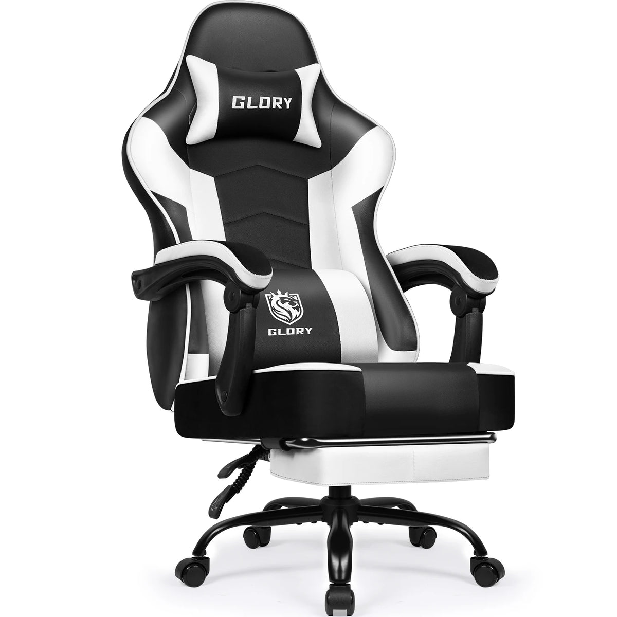Daccormax Ergonomic Gaming Chair with Footrest, 170° Reclining High Back PC Gaming Chair, Lumbar Support, Adjustable Armrests & Breathable Leather