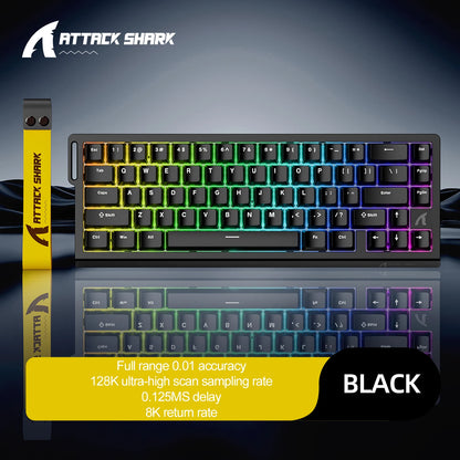 ATTACK SHARK X68 HE Rapid Trigger Magnetic Keyboard 8KHz Wired Gaming Keyboard, 60% RGB Hall Effect Keyboard with 0.01mm RT Accuracy, Snap Tap & DKS for PC/Mac