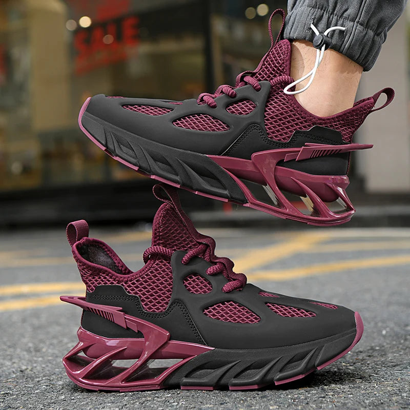 Mens Sports Shoes New Mesh Breathable Outdoor High Elasticity Running Shoes Fashionable Summer Comfortable Sports Tennis Shoes