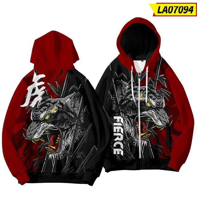 3D tištěné oblečení k čínskému novému roku – pánské mikiny s kapucí pro děti, módní mikina s motivem draka, cool streetwearový top