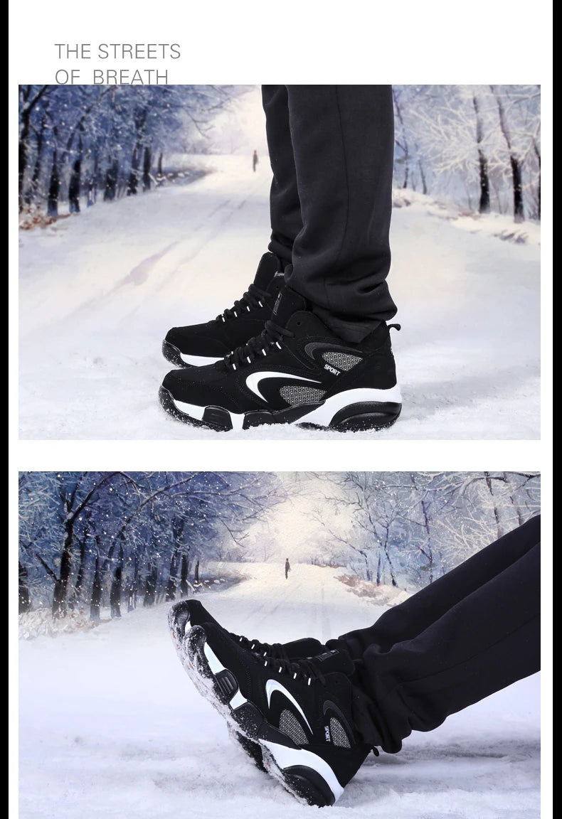 Men's Snow Boots Winter Warm Couple Casual Sneakers Fashion Leather Outdoor Sport Running Tenis Men Non-slip Big Size 48 Trainer