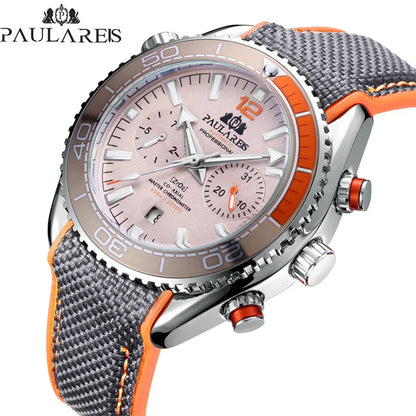 PAULAREIS P Luxury Men Automatic Self Wind Mechanical Watch for Men Rubber Strap Waterproof Luminous Date Fashion Mens Watches