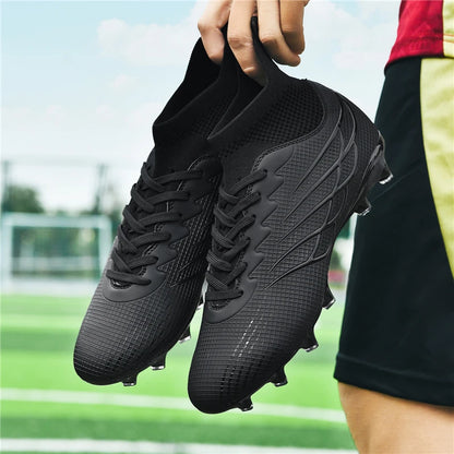 Superfly FG Football Boots Outdoor Soccer Cleat Black Shoes Soft Sport Professional Shoes Breathable Comfortable Boots Plus Size