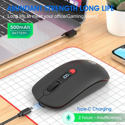 Lenovo Wireless Mouse Bluetooth 2.4G With Smart Display Silent Portable Silent Click Mouse Rechargeable Office Computers Laptops