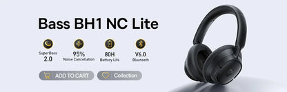 Baseus Bowie MH1 Bluetooth 6.0 Wireless Headphones with 48dB ANC, Hi-Res LDAC Audio, Baseus Bowie MH1 Noise Cancelling Over Ear Headset with 80H Battery
