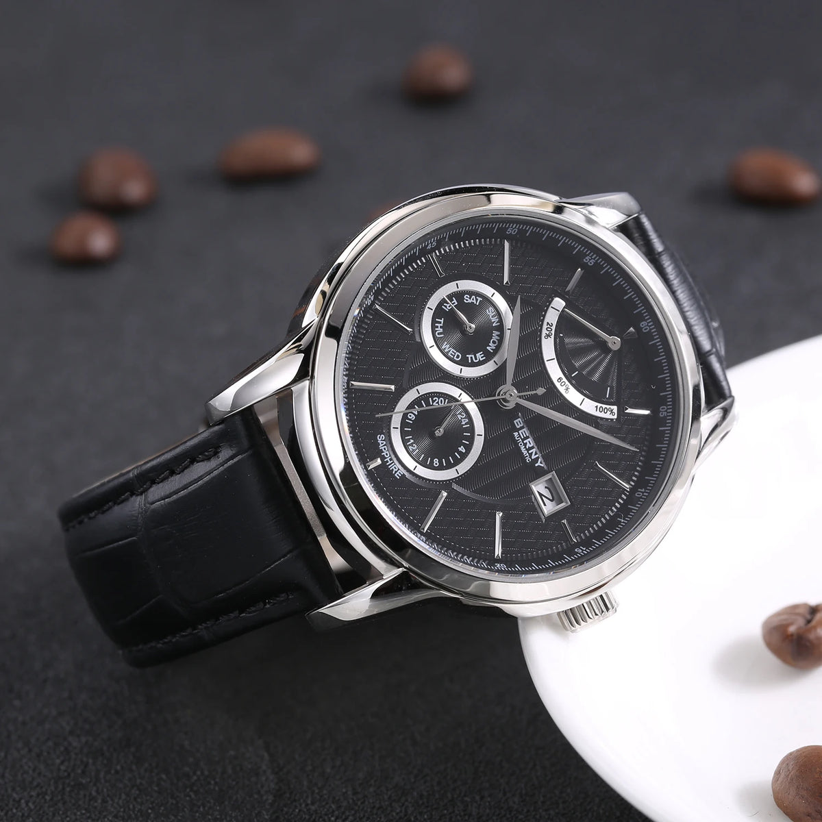 BERNY Luxury Automatic Watches for Men Fashion Elegant Mechanical Wristwatch Sapphire Date Week High-end Men's Dress Watch
