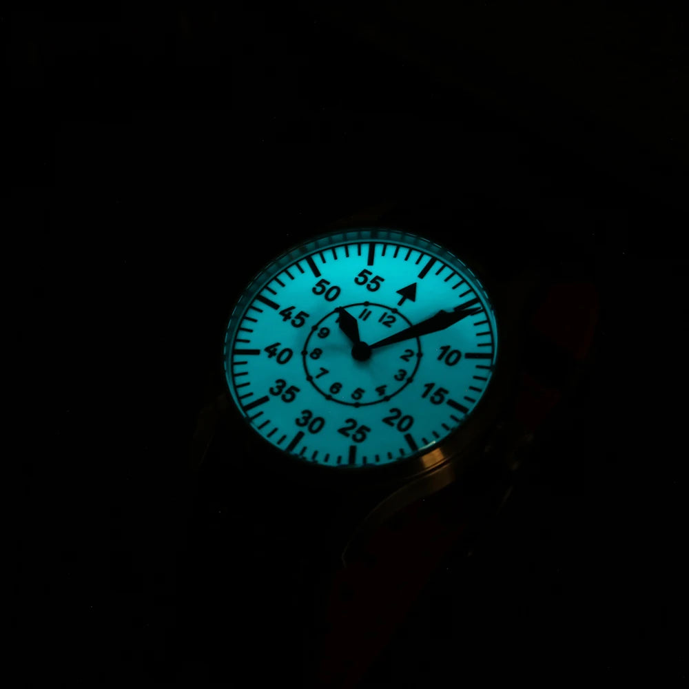 【Escapement Time】Relógio de piloto com movimento automático, mostrador preto Tipo B ou Tipo A e caixa de 40 mm, resistente à água até 100 m