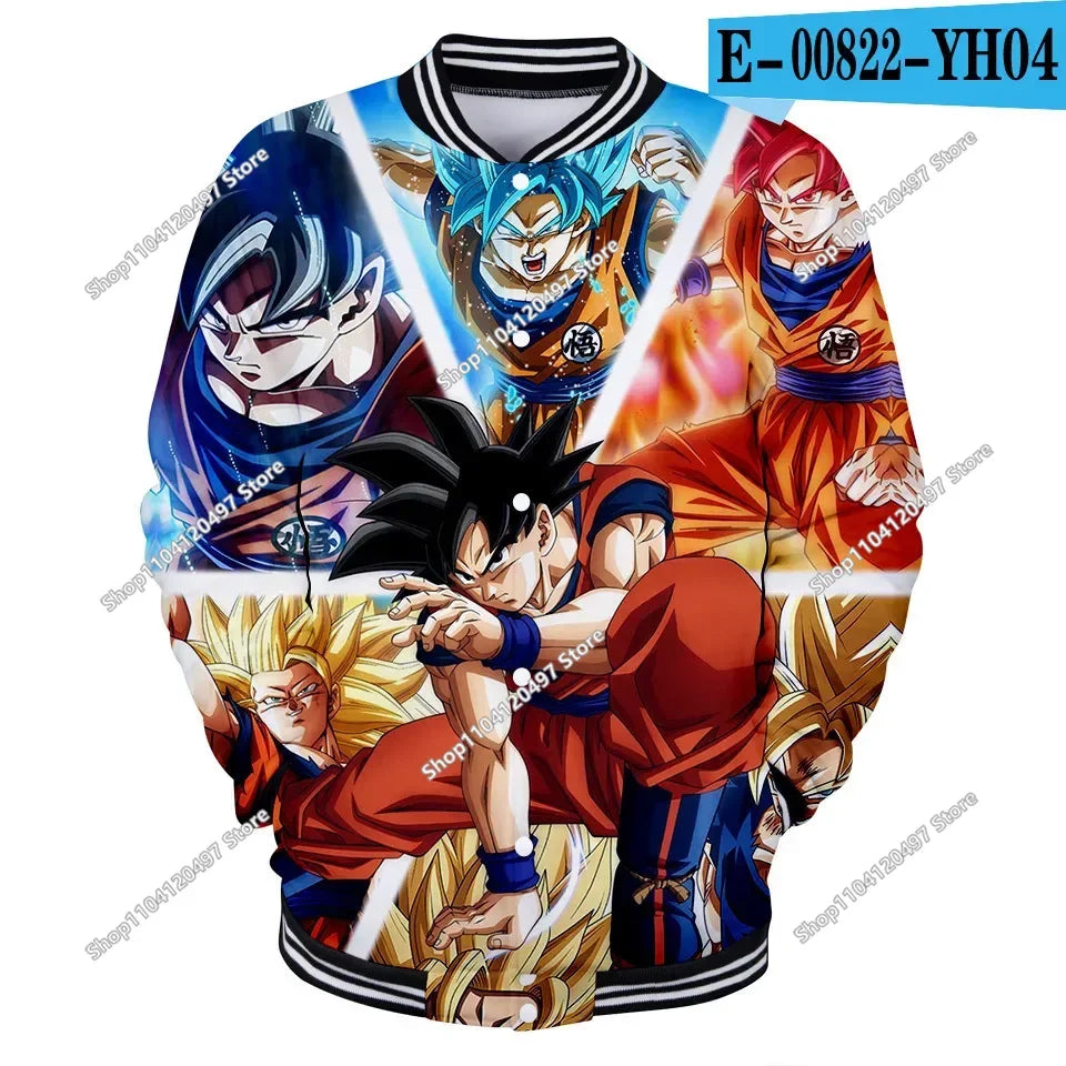 New Japanese Anime Dragon Ball Z Varsity Jacket Autumn Casual Sweatshirt Hoodie Coat Jacket Brand Baseball Jacket