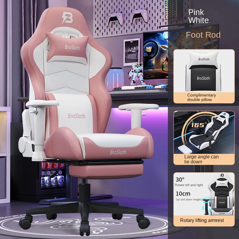 S8 Gaming Chair with 3D Armrests, Ergonomic Adjustable Backrest, Computer Office Chair, Leather Gamer Chair with Nylon Feet