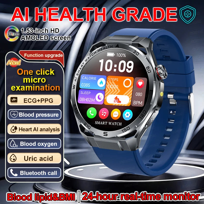 Smart Watch Men High-end Health Blood pressureblood oxygen lipids Uric acid Sapphire Smart watches Ai GPT Custom dial ECG 2026
