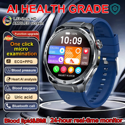Smart Watch Men High-end Health Blood pressureblood oxygen lipids Uric acid Sapphire Smart watches Ai GPT Custom dial ECG 2026