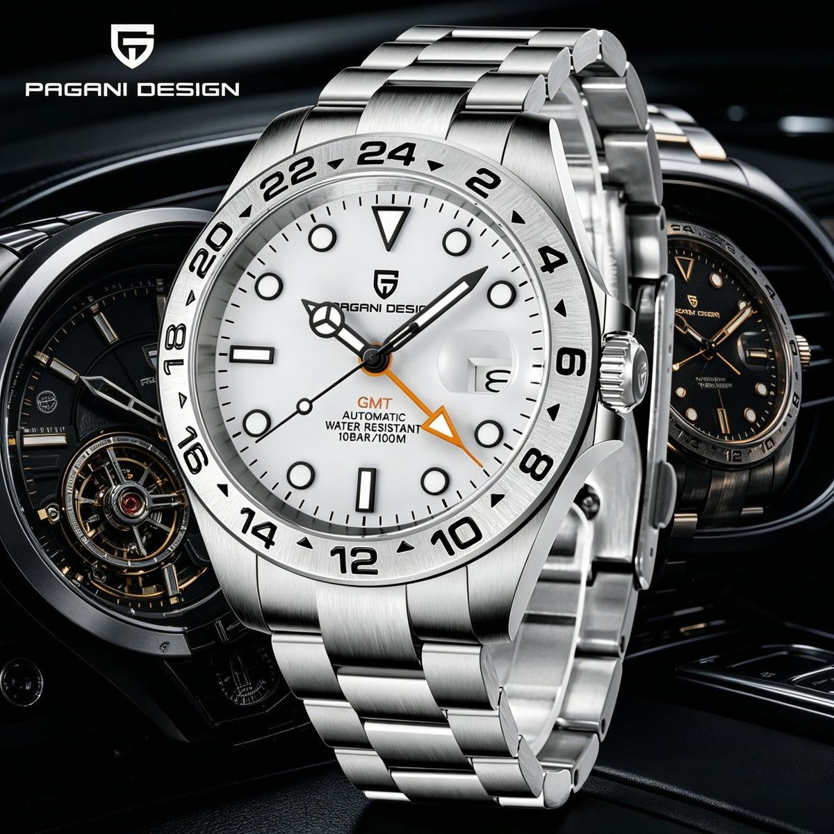 PAGANI DESIGN 2026 New Automatic Machinery Men's Watch GMT DG5833 Stainless Steel sapphire crystal 10Bar Waterproof reloj hombre