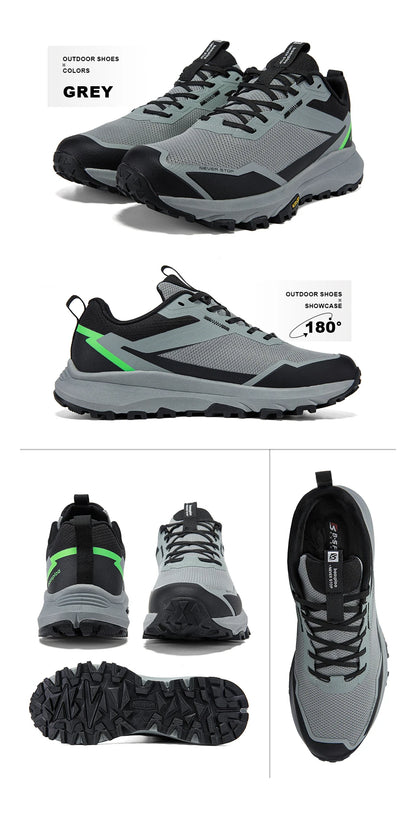 Baasploa Men Hiking Sneakers Outdoor Fashion Lightweight Breathable Shoes Male Casual Anti-Skid Wear-Resistant Climbing Shoes