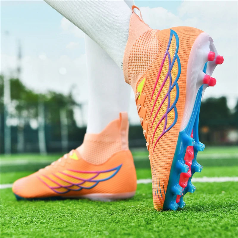 Superfly FG Football Boots Outdoor Soccer Cleat Black Shoes Soft Sport Professional Shoes Breathable Comfortable Boots Plus Size