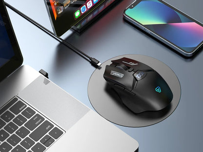 Ratón Bluetooth inalámbrico de doble modo con pantalla inteligente, carga silenciosa, para oficina, gaming, portátil y tablet, universal