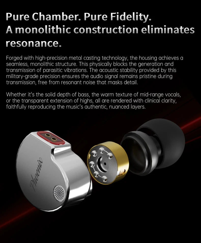 CCA Phoenix HiFi Earphones Dynamic Drive LCP Diaphragm Earphones Noise Cancelling Replaceable 2PIN Cable Gaming Wired Earphone