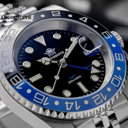ADDIESDIVE AD2050 Men GMT Watch Swiss Ronda 515-24 BGW9 Super Luminous 20Bar Waterproof reloj 316L Stainless Steel Quartz Watch