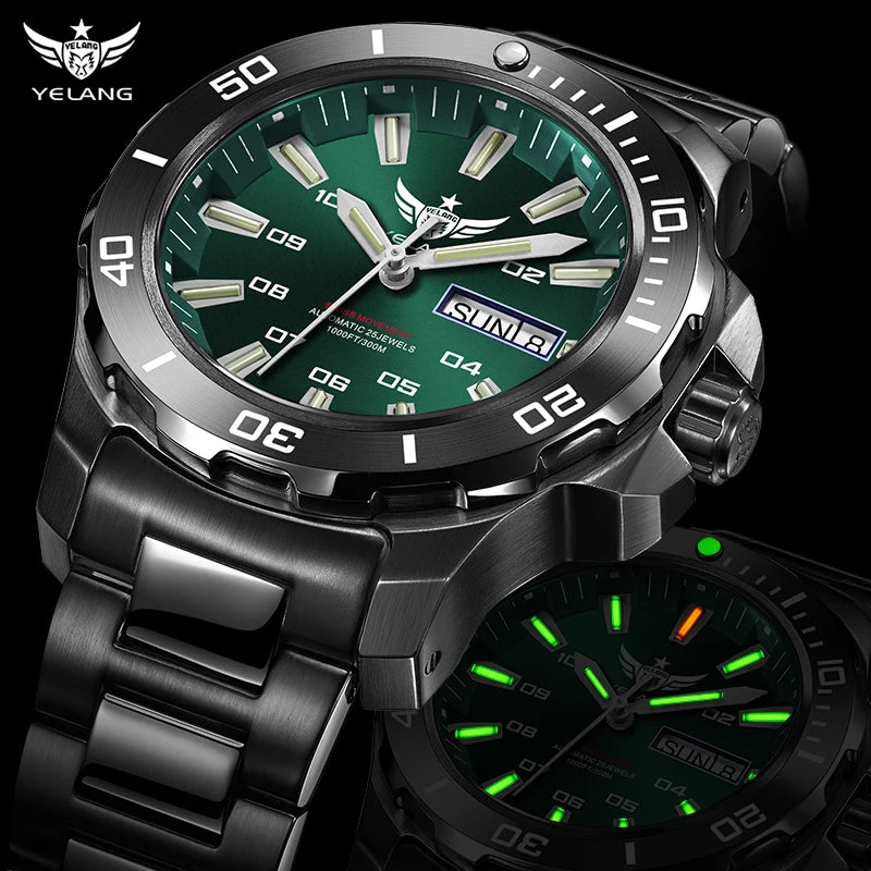 Yelang V5.1 Men's Watch 44mm Super Dive 300M Professional Waterproof SW220 Movement Luxury Automatic Mechanical Watch for men