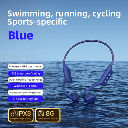 POLVCDG X7 Bone Conduction Headphones Bluetooth 5.3 IPX8 Waterproof Swimming Headset with 32GB MP3 Memory & Microphone