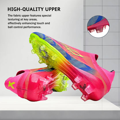 AG/FG Soccer Cleats for Men Women Kids Youth PU Fabric Upper TPU Sole Non-Slip Wear-Resistant for Natural Grass Sports Pitch Training