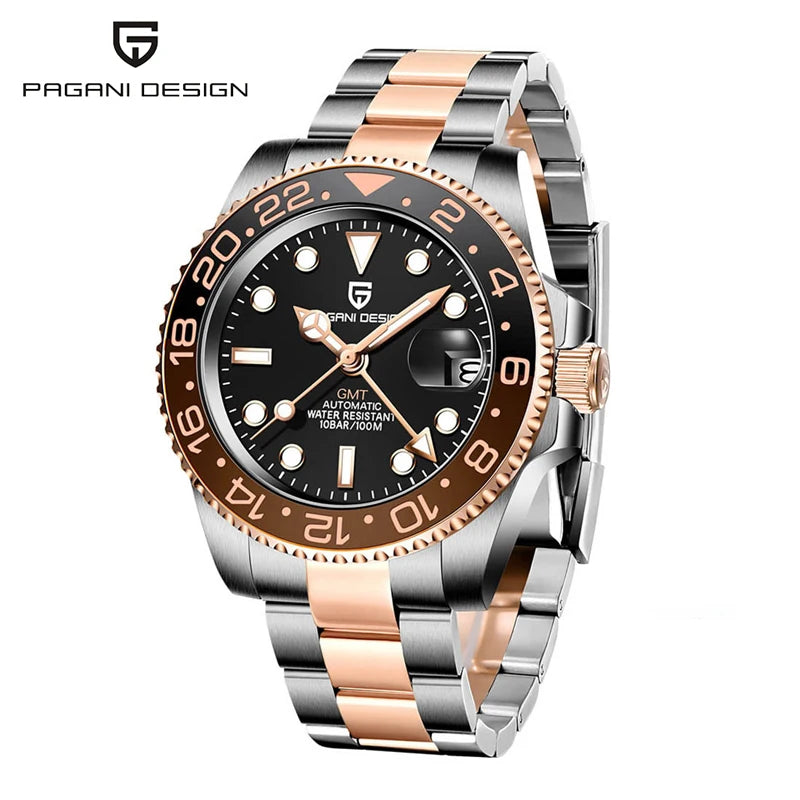 PAGANI DESIGN V3 PD-1662 GMT Watches Men's Luxury Sapphire Automatic Mechanical Watch 40MM Stainless Steel 100M Waterproof Watch