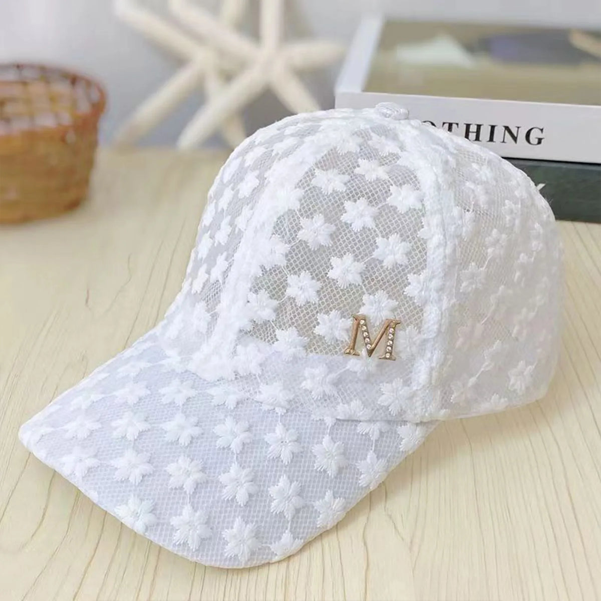 Lace Flower Thin Baseball Cap Female Spring And Summer Sunscreen Hollow Cap Breathable Sweet Adjustable Head Circumference