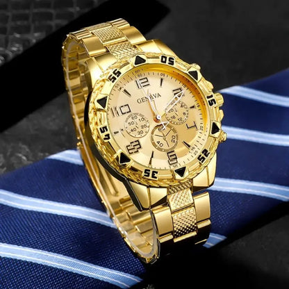 Men’s Luxury Stainless Steel Quartz Watch  Large Dial Business & Casual Wristwatch