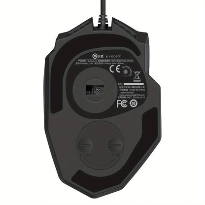 Mouse gaming programmabile E-YOOSO X-39, mouse RGB cablato con 18 pulsanti, 8 pesi removibili, 5 DPI, impugnatura ergonomica per computer
