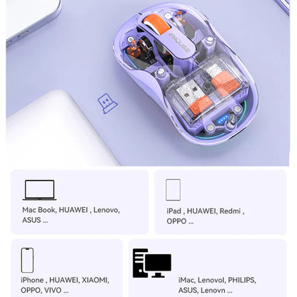 Lenovo Transparent Wireless Mouse Tri-Mode Bluetooth 2.4G Rechargeable RGB Breathing Light Mouse for Laptop PC Office