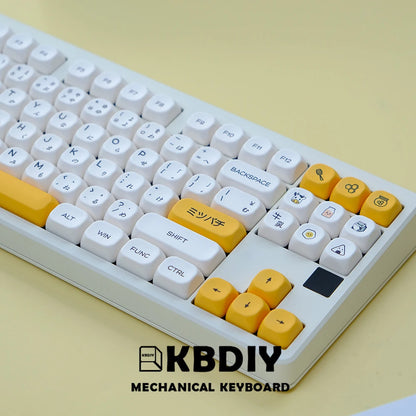 KBDiy KOA  Profile PBT Honey Milk Keycaps Russian Korean Japanese 137 Keys Caps for Mechanical Keyboard Keycap MAC for MX Switch